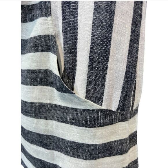 Soft Surroundings Sunset Linen Cold Shoulder White Grey Tunic Top C28 - Picture 4 of 9